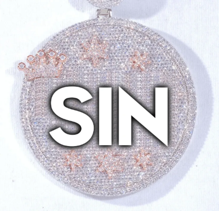 CUSTOM LETTER NECKLACE 3D BIG CROWN DISC sold by The GUU Shop