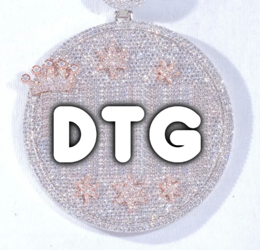 CUSTOM LETTER NECKLACE 3D BIG CROWN DISC sold by The GUU Shop