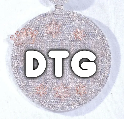 CUSTOM LETTER NECKLACE 3D BIG CROWN DISC sold by The GUU Shop