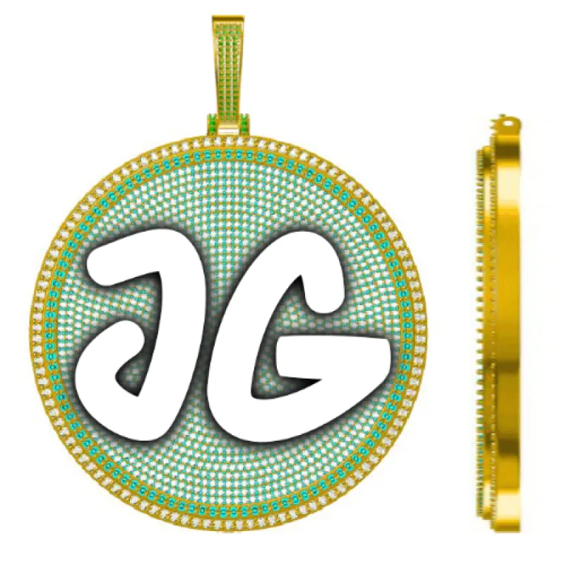 CUSTOM LETTER NECKLACE 3D BIG DISC sold by The GUU Shop