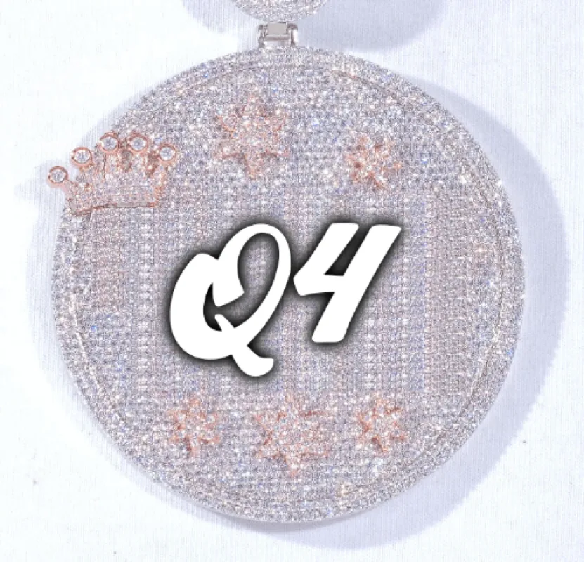 CUSTOM LETTER NECKLACE 3D BIG CROWN DISC sold by The GUU Shop