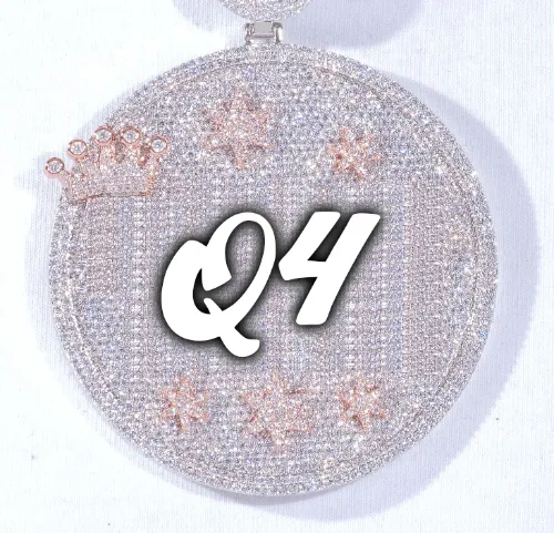 CUSTOM LETTER NECKLACE 3D BIG CROWN DISC sold by The GUU Shop