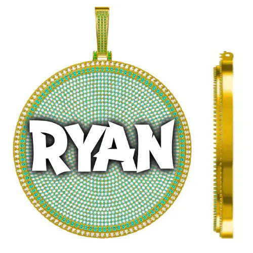 CUSTOM LETTER NECKLACE 3D BIG DISC sold by The GUU Shop