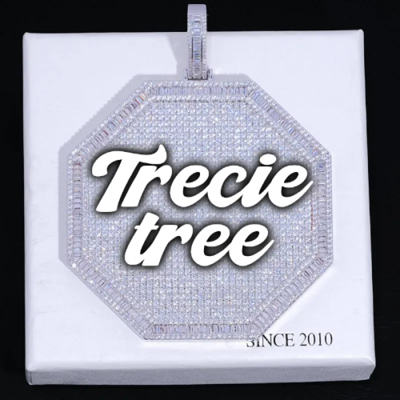 CUSTOM LETTER NECKLACE 3D BIG OCTAGON sold by The GUU Shop