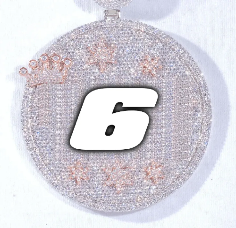 CUSTOM LETTER NECKLACE 3D BIG CROWN DISC sold by The GUU Shop