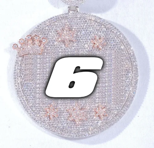 CUSTOM LETTER NECKLACE 3D BIG CROWN DISC sold by The GUU Shop