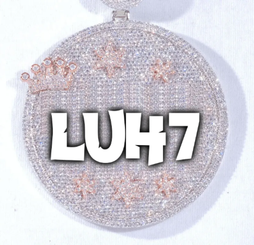 CUSTOM LETTER NECKLACE 3D BIG CROWN DISC sold by The GUU Shop