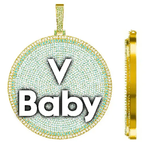 CUSTOM LETTER NECKLACE 3D BIG DISC sold by The GUU Shop