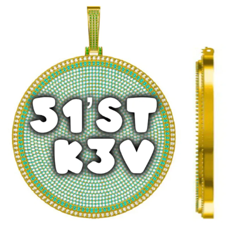 CUSTOM LETTER NECKLACE 3D BIG DISC sold by The GUU Shop