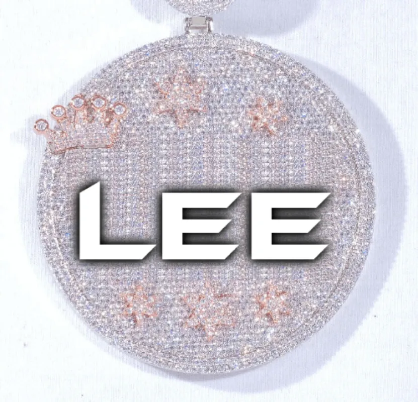 CUSTOM LETTER NECKLACE 3D BIG CROWN DISC sold by The GUU Shop