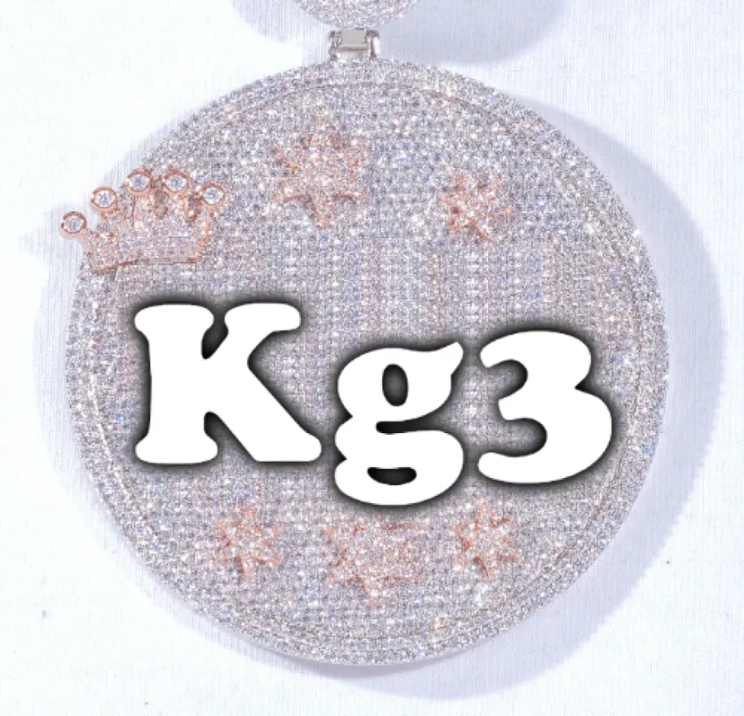 CUSTOM LETTER NECKLACE 3D BIG CROWN DISC sold by The GUU Shop