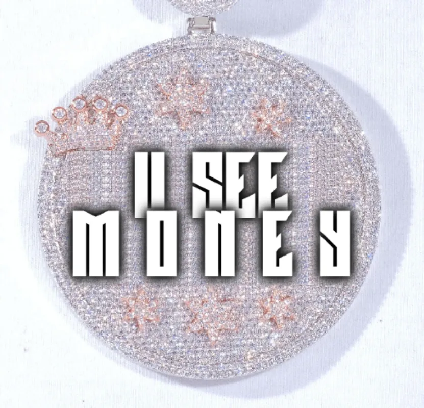 CUSTOM LETTER NECKLACE 3D BIG CROWN DISC sold by The GUU Shop