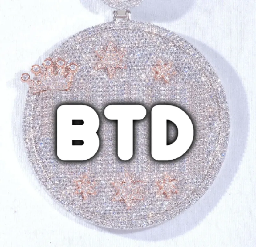 CUSTOM LETTER NECKLACE 3D BIG CROWN DISC sold by The GUU Shop