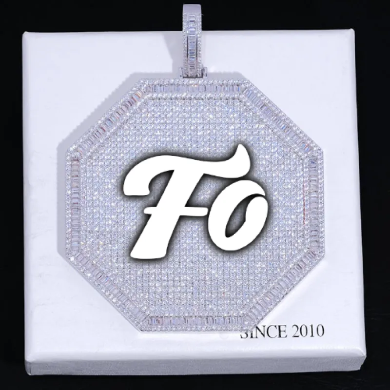CUSTOM LETTER NECKLACE 3D BIG OCTAGON sold by The GUU Shop
