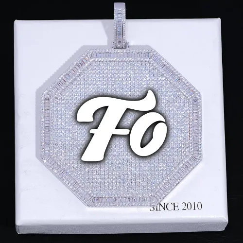 CUSTOM LETTER NECKLACE 3D BIG OCTAGON sold by The GUU Shop