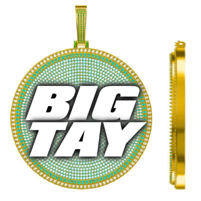 CUSTOM LETTER NECKLACE 3D BIG DISC sold by The GUU Shop