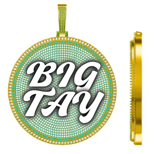 CUSTOM LETTER NECKLACE 3D BIG DISC sold by The GUU Shop