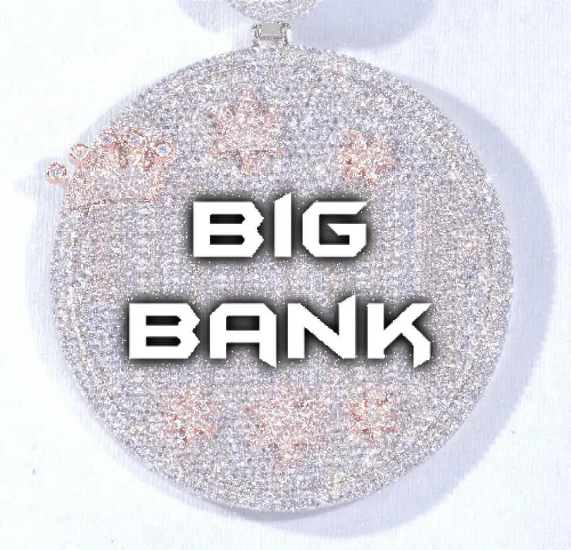 CUSTOM LETTER NECKLACE 3D BIG CROWN DISC sold by The GUU Shop