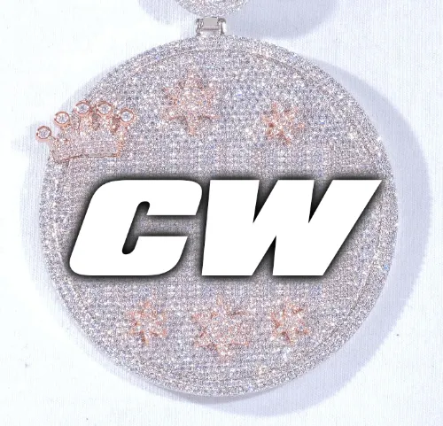 CUSTOM LETTER NECKLACE 3D BIG CROWN DISC sold by The GUU Shop