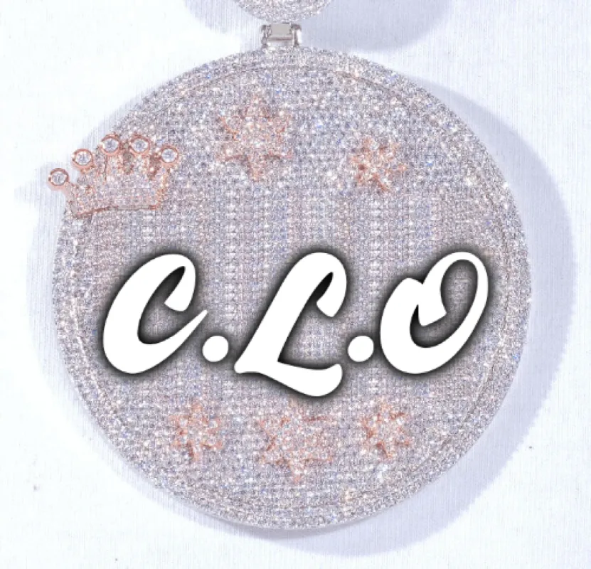 CUSTOM LETTER NECKLACE 3D BIG CROWN DISC sold by The GUU Shop