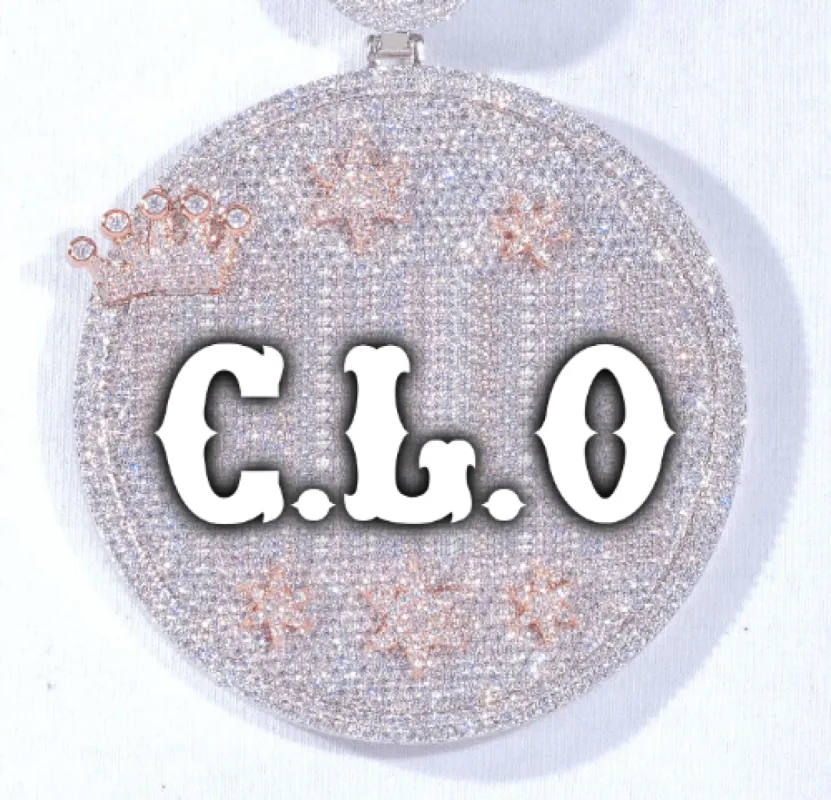 CUSTOM LETTER NECKLACE 3D BIG CROWN DISC made by The GUU Shop