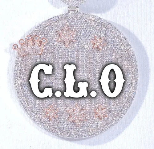 CUSTOM LETTER NECKLACE 3D BIG CROWN DISC sold by The GUU Shop