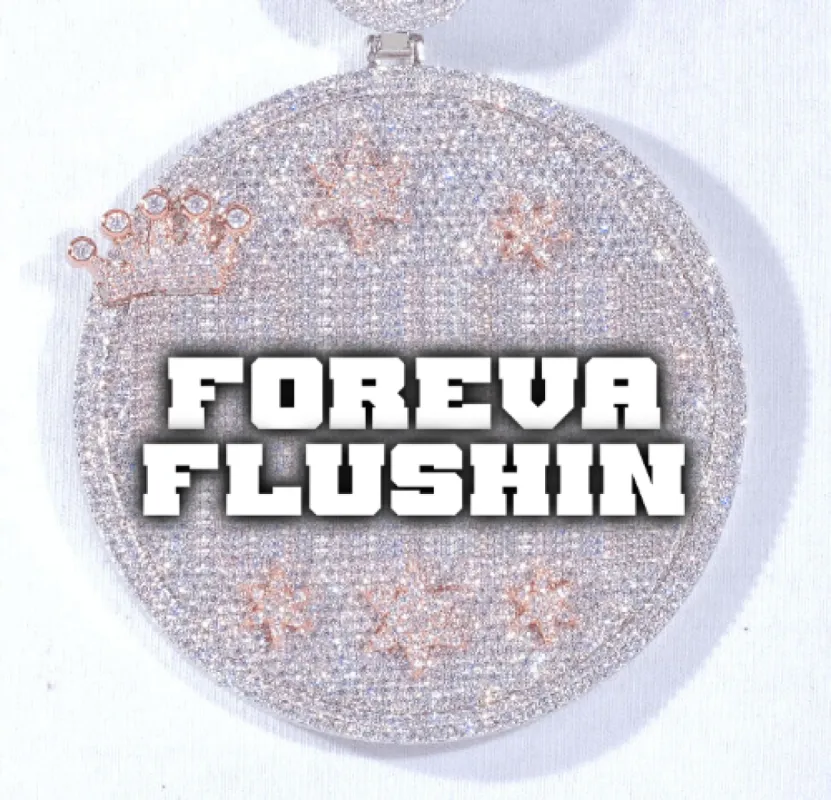 CUSTOM LETTER NECKLACE 3D BIG CROWN DISC sold by The GUU Shop