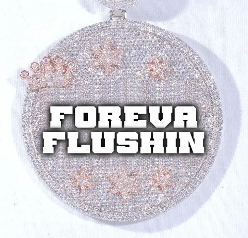 CUSTOM LETTER NECKLACE 3D BIG CROWN DISC sold by The GUU Shop