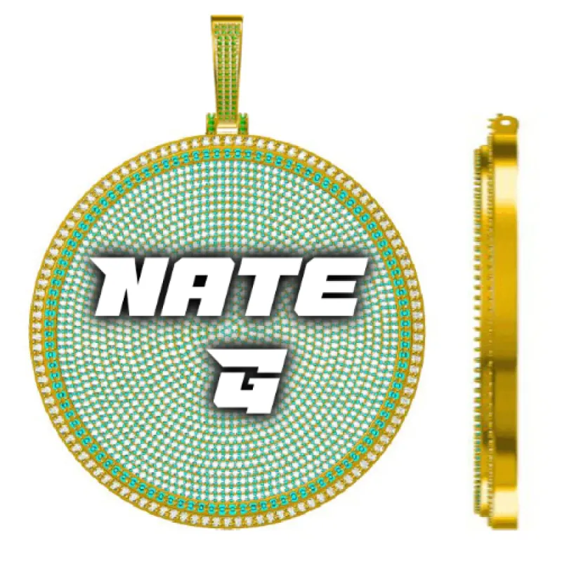 CUSTOM LETTER NECKLACE 3D BIG DISC sold by The GUU Shop