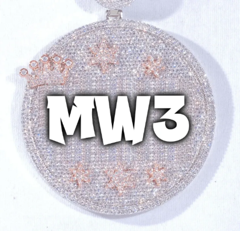 CUSTOM LETTER NECKLACE 3D BIG CROWN DISC sold by The GUU Shop