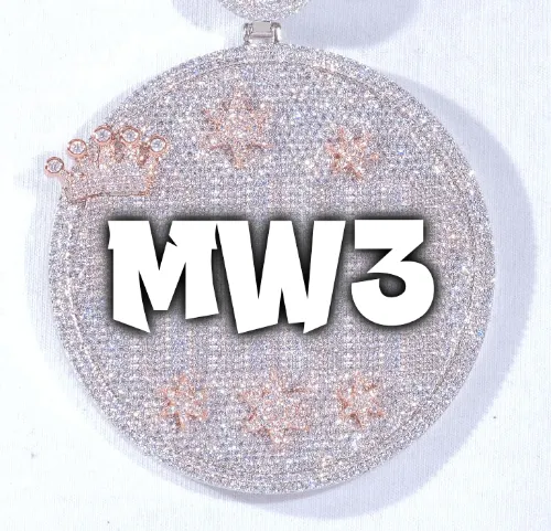 CUSTOM LETTER NECKLACE 3D BIG CROWN DISC sold by The GUU Shop