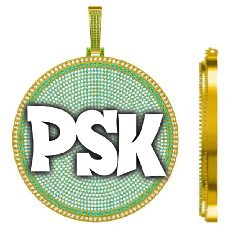 CUSTOM LETTER NECKLACE 3D BIG DISC sold by The GUU Shop