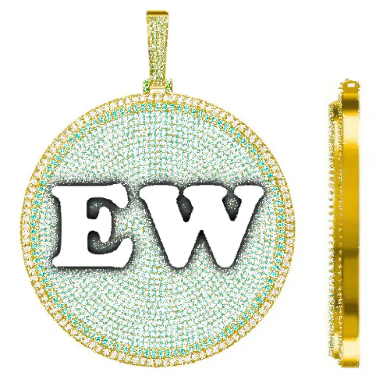 CUSTOM LETTER NECKLACE 3D BIG DISC sold by The GUU Shop