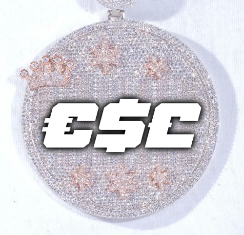 CUSTOM LETTER NECKLACE 3D BIG CROWN DISC sold by The GUU Shop