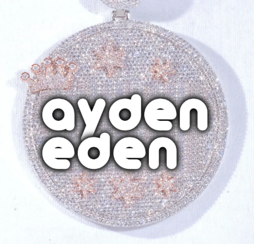 CUSTOM LETTER NECKLACE 3D BIG CROWN DISC sold by The GUU Shop