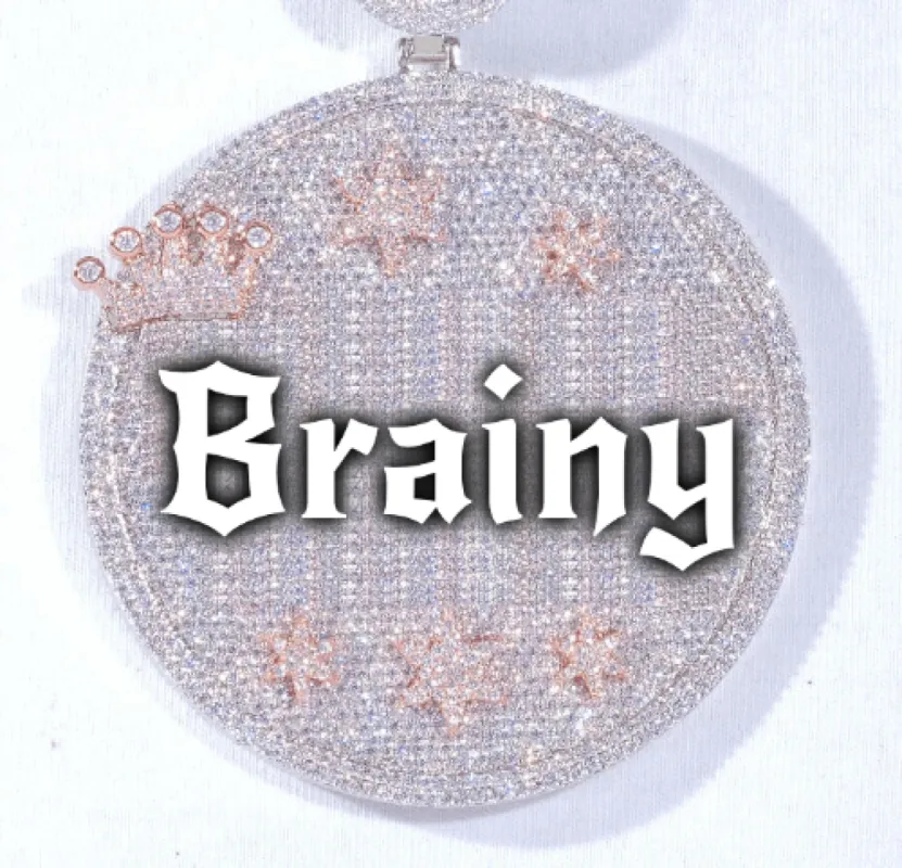 CUSTOM LETTER NECKLACE 3D BIG CROWN DISC sold by The GUU Shop