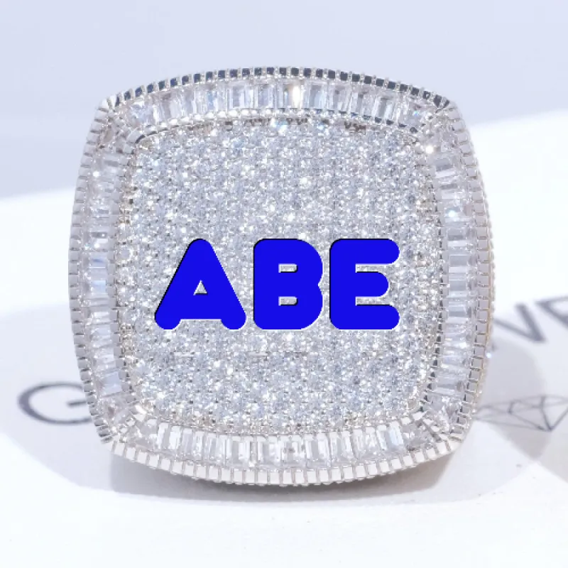 CUSTOM LETTER 3D ICED RING sold by The GUU Shop