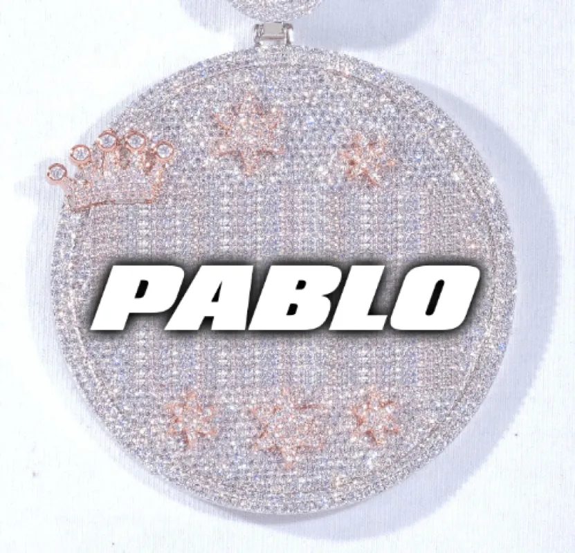 CUSTOM LETTER NECKLACE 3D BIG CROWN DISC sold by The GUU Shop