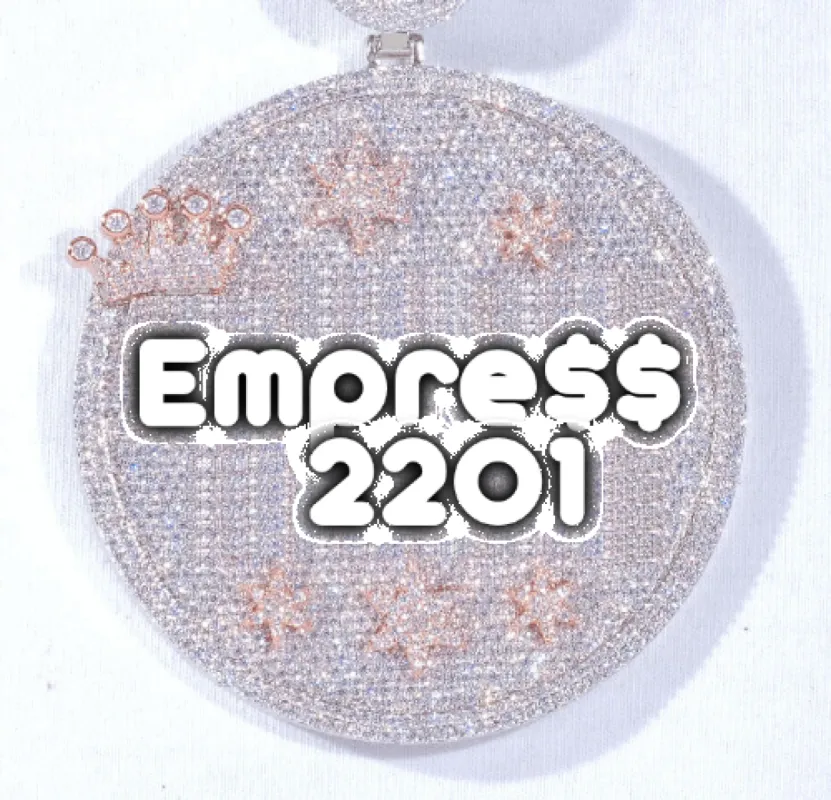 CUSTOM LETTER NECKLACE 3D BIG CROWN DISC sold by The GUU Shop