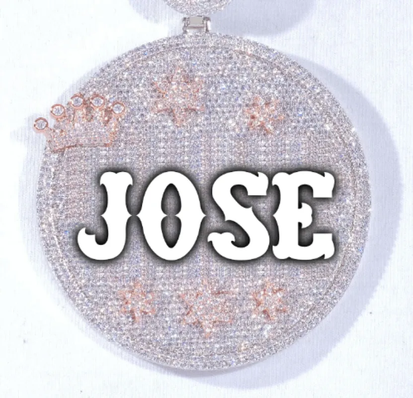 CUSTOM LETTER NECKLACE 3D BIG CROWN DISC sold by The GUU Shop