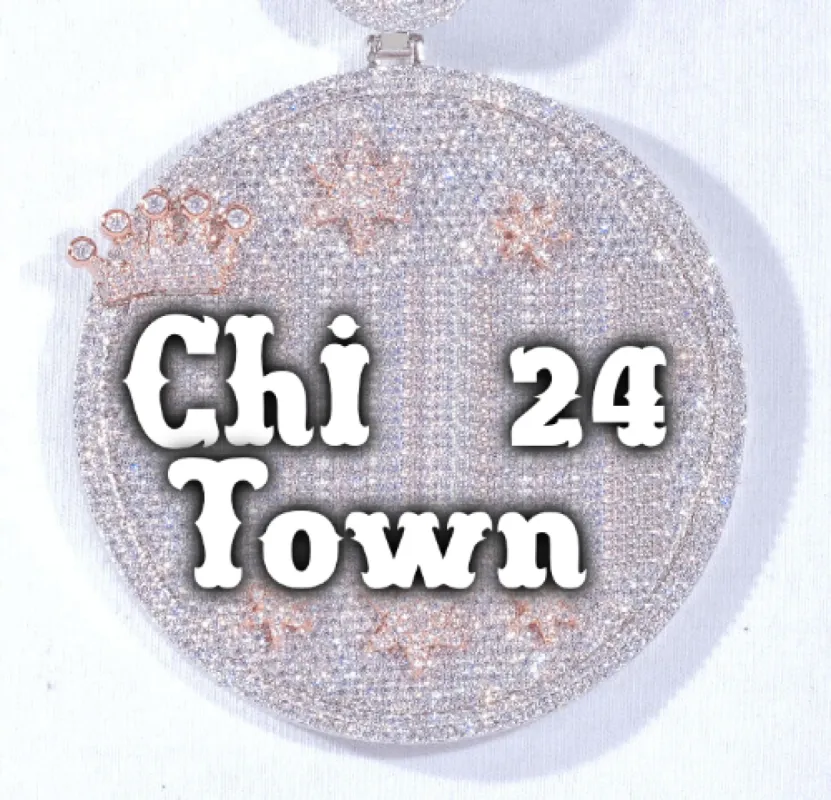 CUSTOM LETTER NECKLACE 3D BIG CROWN DISC sold by The GUU Shop