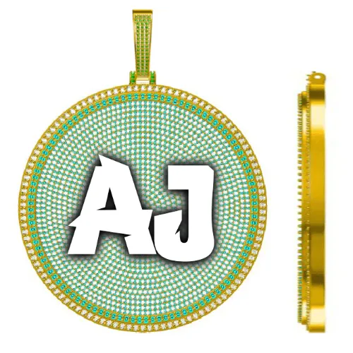 CUSTOM LETTER NECKLACE 3D BIG DISC sold by The GUU Shop