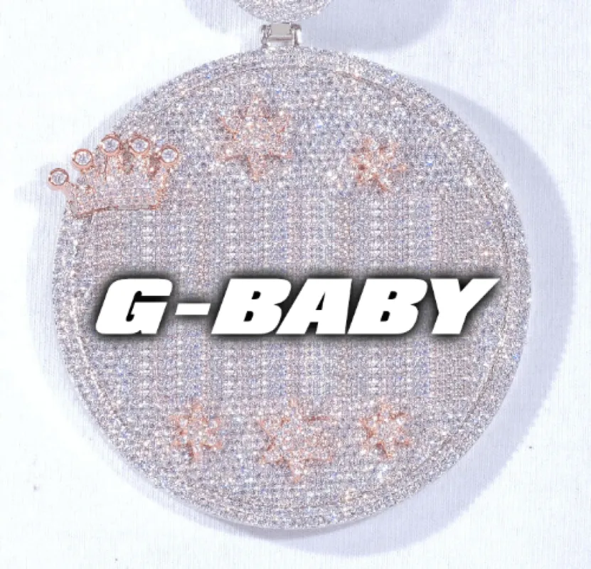 CUSTOM LETTER NECKLACE 3D BIG CROWN DISC sold by The GUU Shop