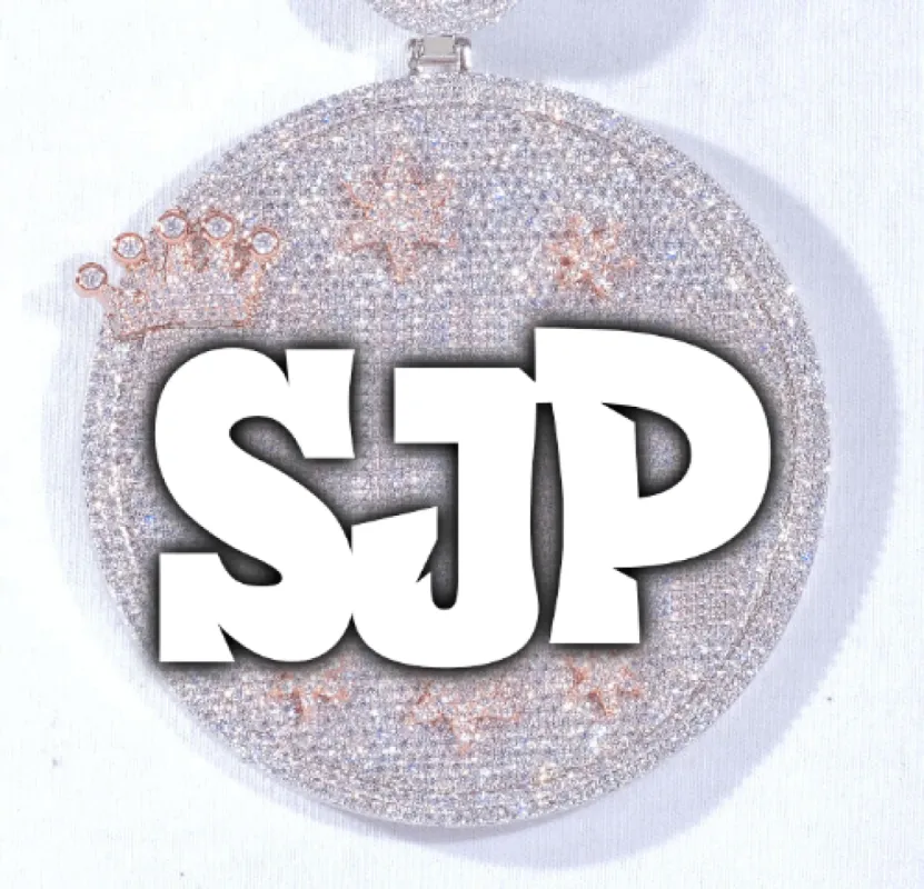 CUSTOM LETTER NECKLACE 3D BIG CROWN DISC sold by The GUU Shop