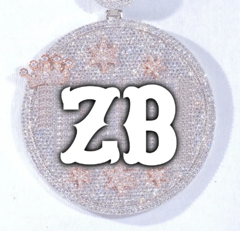 CUSTOM LETTER NECKLACE 3D BIG CROWN DISC sold by The GUU Shop