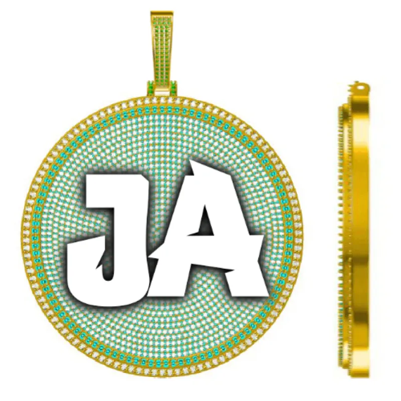 CUSTOM LETTER NECKLACE 3D BIG DISC sold by The GUU Shop