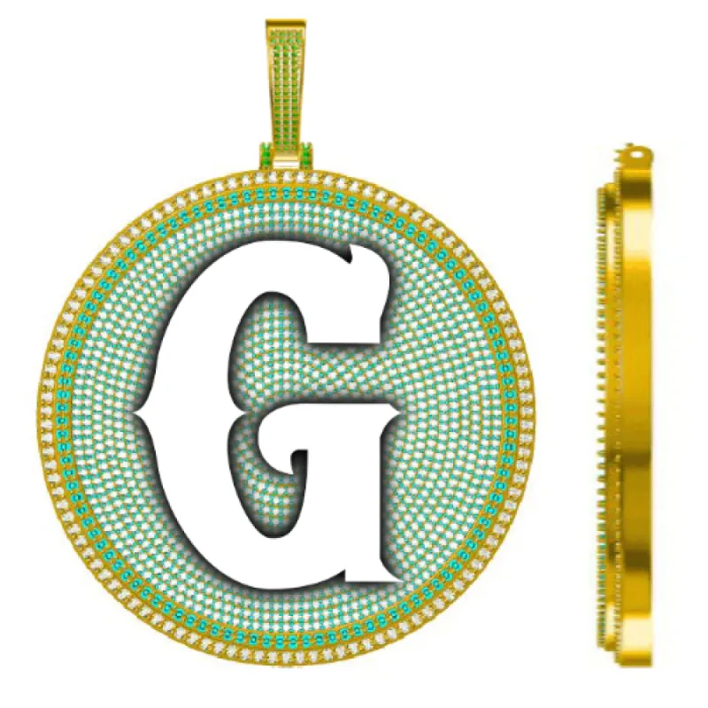 CUSTOM LETTER NECKLACE 3D BIG DISC sold by The GUU Shop