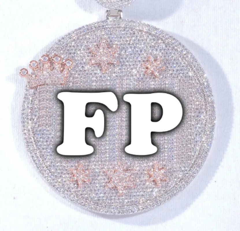 CUSTOM LETTER NECKLACE 3D BIG CROWN DISC sold by The GUU Shop