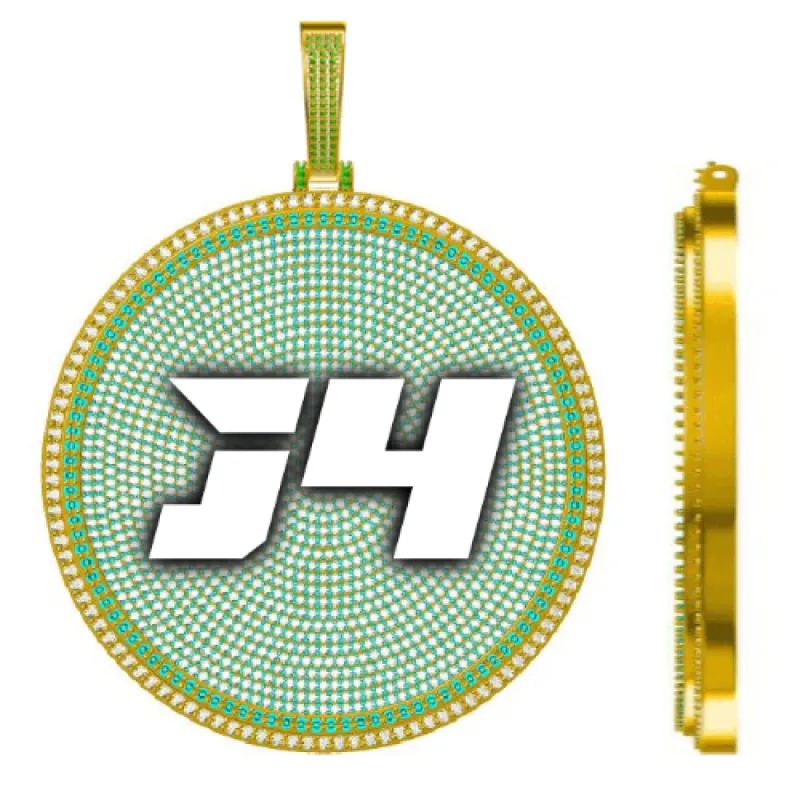 CUSTOM LETTER NECKLACE 3D BIG DISC sold by The GUU Shop