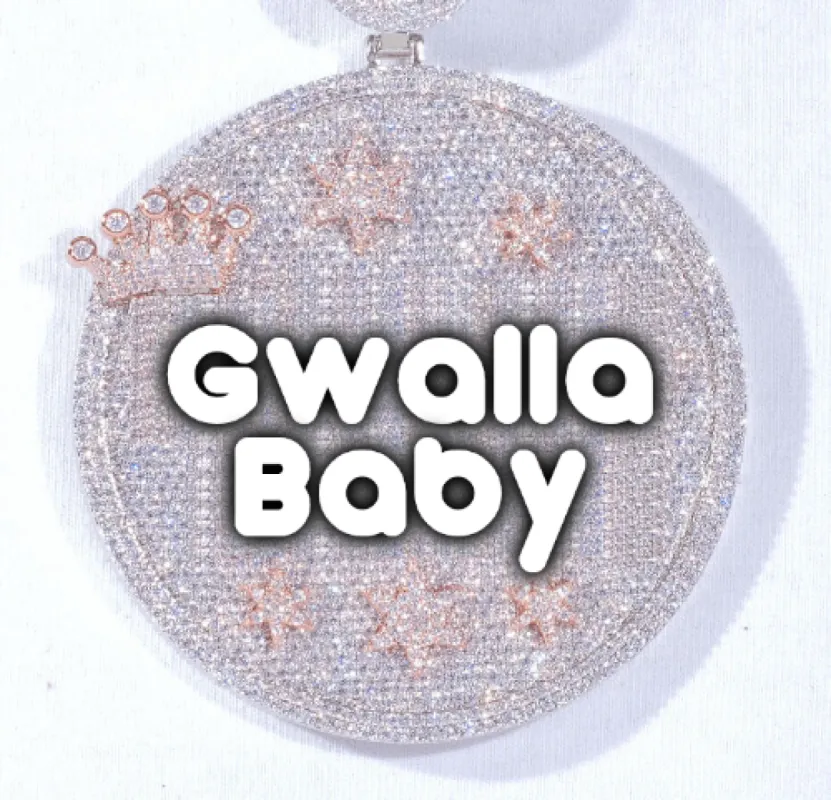 CUSTOM LETTER NECKLACE 3D BIG CROWN DISC sold by The GUU Shop